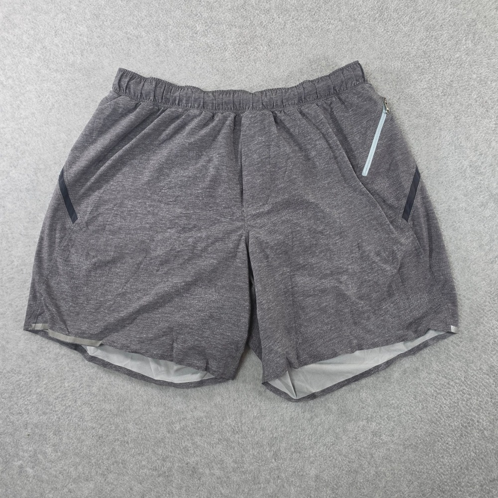 Lululemon Pace Breaker Lined Shorts Mens Large Grey Heather 7 Inch Inseam